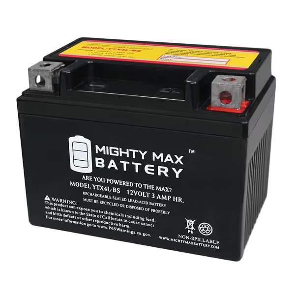 YTX4L-BS SLA Replacement Battery for Power Max YTX4L-BS, Mighty Max Battery, Mfr#: MAX3952072